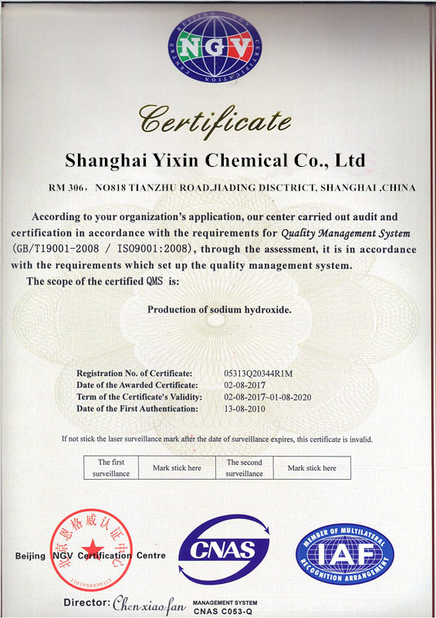 Κίνα Shanghai Yixin Chemical Co., Ltd. Πιστοποιήσεις